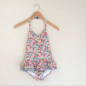 Mini Boden Floral Halter One Piece Swimsuit 11-12